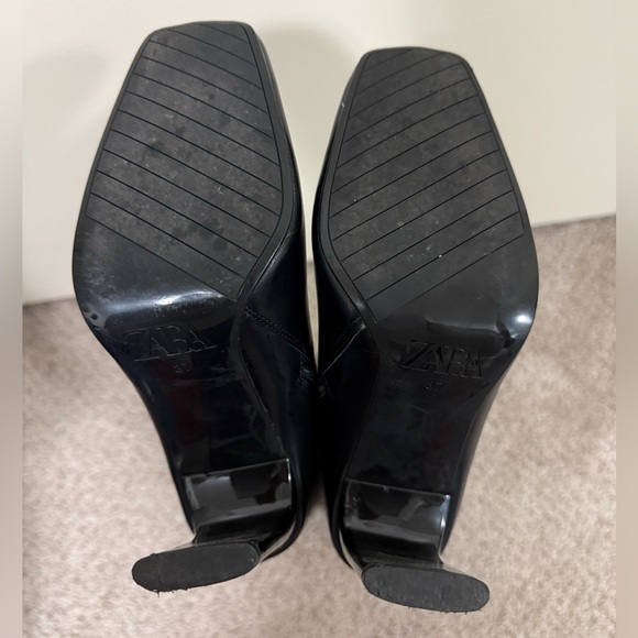 Zara black square toe knee high boots Size 7 EU 37 - Picture 9 of 16